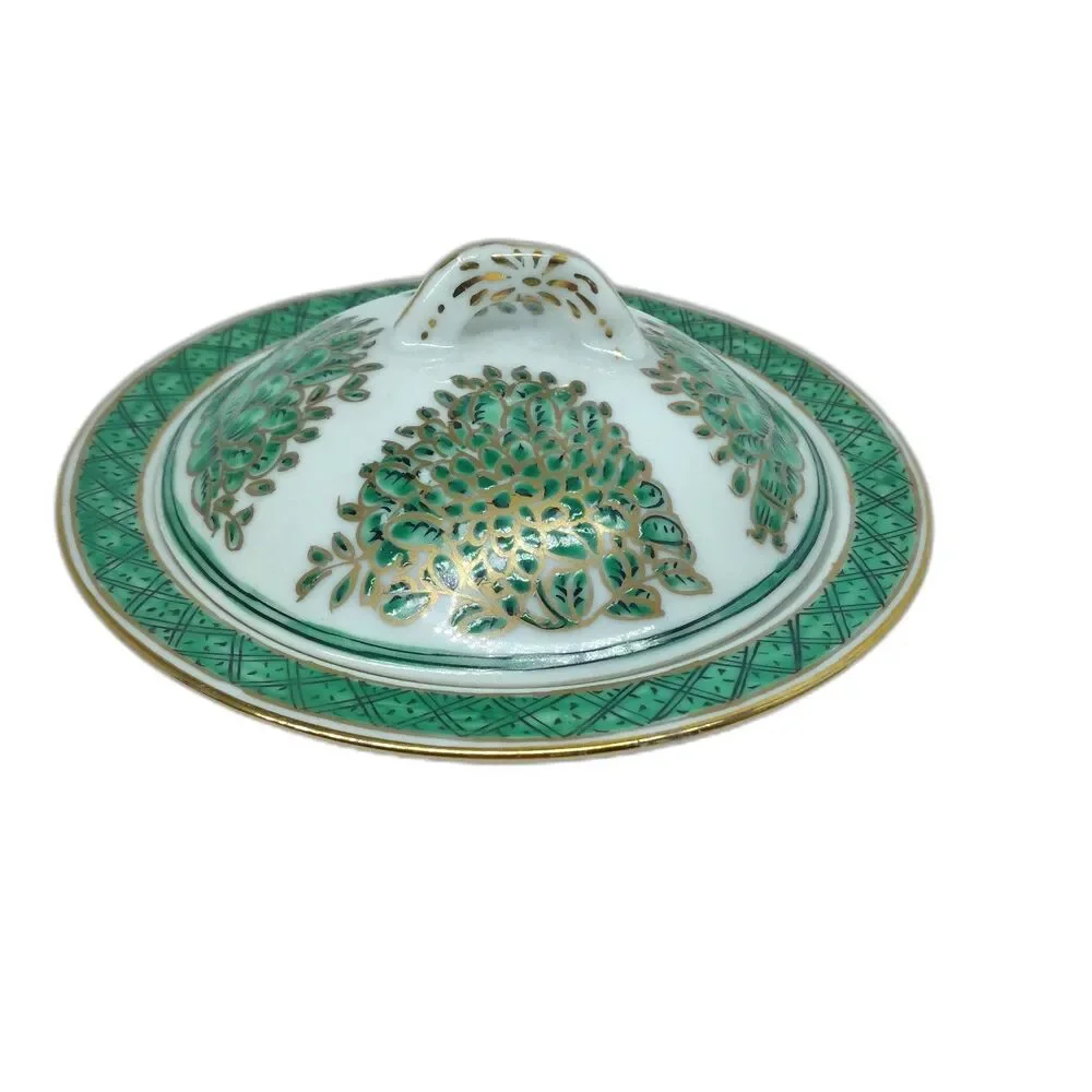 Chinoiserie Fitzhugh Pattern Green And Gold 6 1/4
